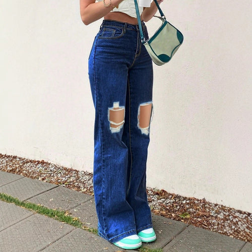 Damen High-Waist Flared-Jeans im Retro-Bootcut mit kniehohen Cut-Outs und Five-Pocket-Design Echo Archiv