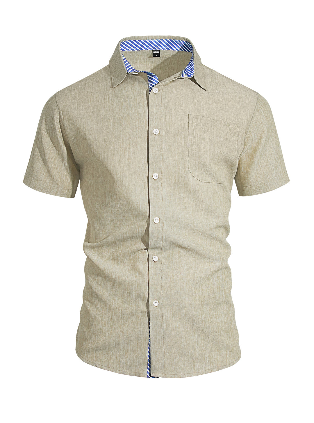 Herren nan Business-Casual Kurzarmhemd mit gestreiftem Kragenfutter und Brusttasche Echo Archiv