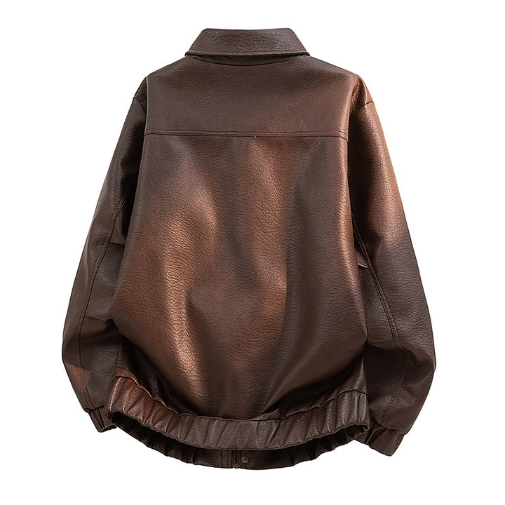 Herren Lässige Kunstlederjacke mit elastischem Bund Echo Archiv