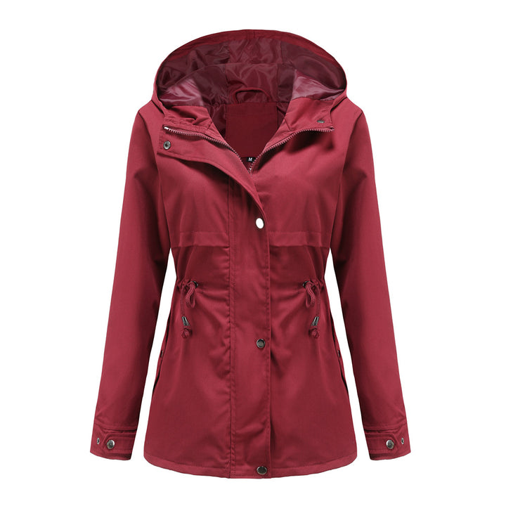Damen nan atmungsaktive Übergangsjacke mit Kapuze, Taillenzug und verdeckter Druckknopfleiste Echo Archiv