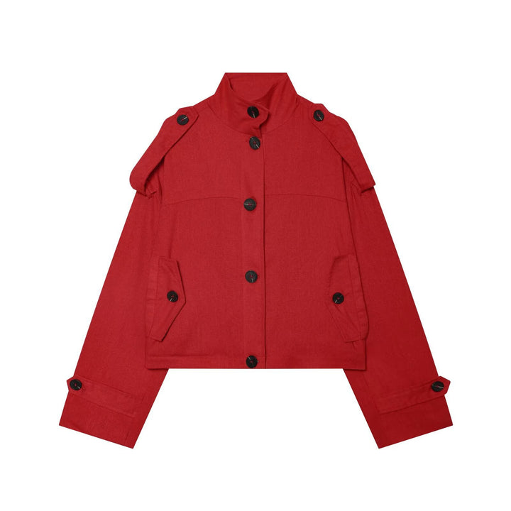 Damen Cropped Übergangsjacke im Field‑Stil mit Stehkragen und Schulterriegeln Echo Archiv