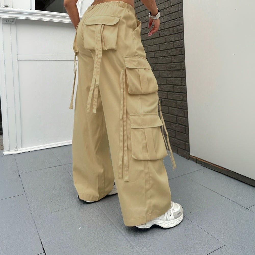 Damen weite Cargo-Hose mit funktionalen Taschen und elastischem Bund Echo Archiv
