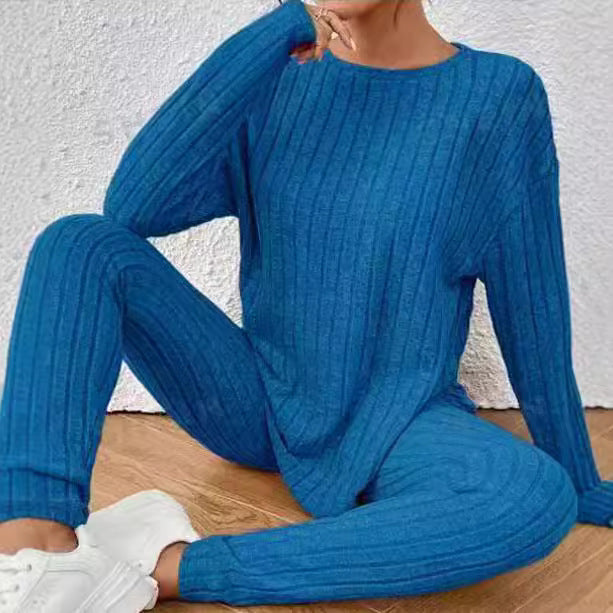 Damen Geripptes Feinstrick-Relax-Set mit Oversize-Pullover und schlanker Joggerhose Echoarchiv