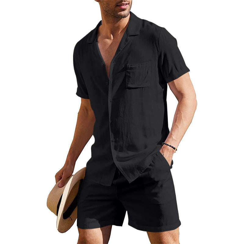 Herren luftiges Kurzarm-Hemd und Shorts Set Echoarchiv