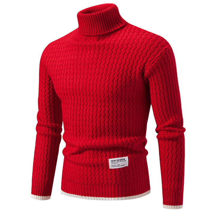 Herren Strickpullover mit hochabschließendem Kragen und strukturiertem Muster Echoarchiv