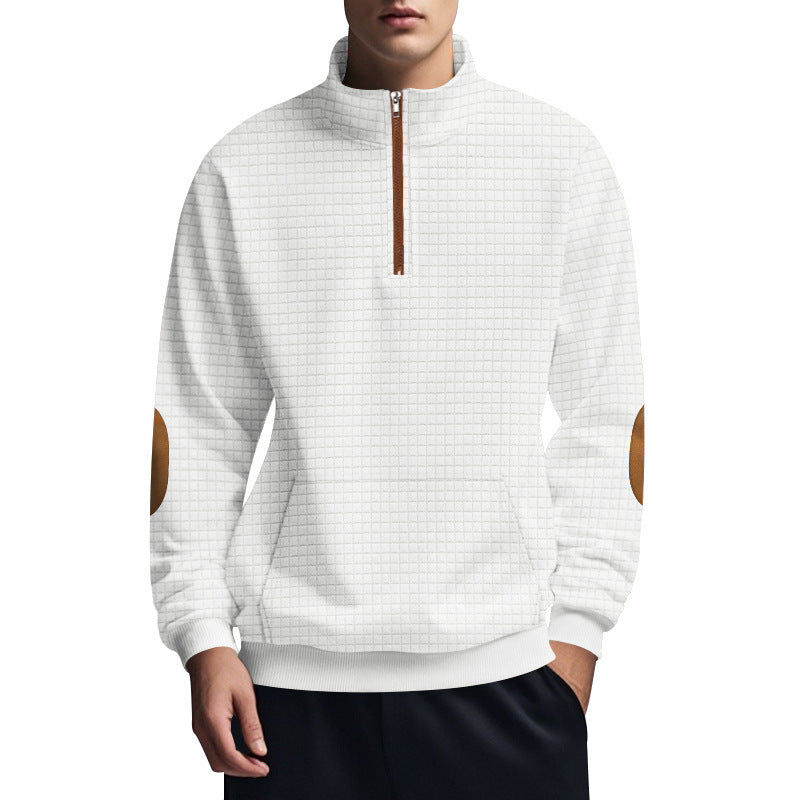 Herren sportlicher Pullover mit halbem Reißverschluss und strukturierter Oberfläche Echoarchiv