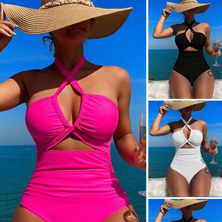 Damen Hoch geschnittener Monokini mit raffiniertem Kreuz-Design Echo Archiv