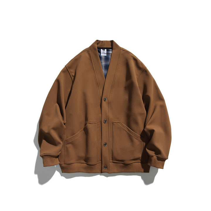 Unisex Oversize-Cardiganjacke aus schwerem French-Terry mit V-Ausschnitt und aufgesetzten Eingrifftaschen Echoarchiv