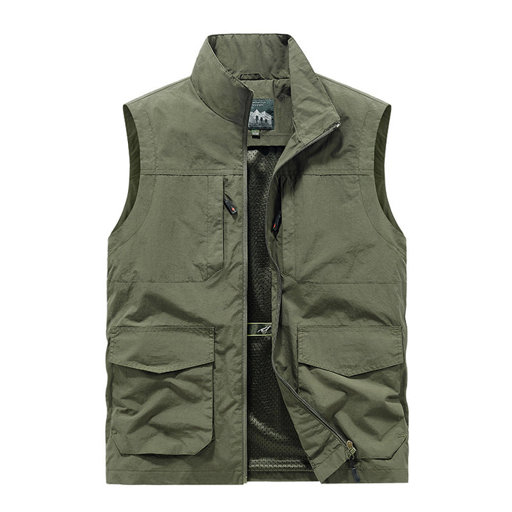 Herren Utility‑Weste mit Multi‑Taschen, Stehkragen & atmungsaktivem Mesh‑Futter Echoarchiv