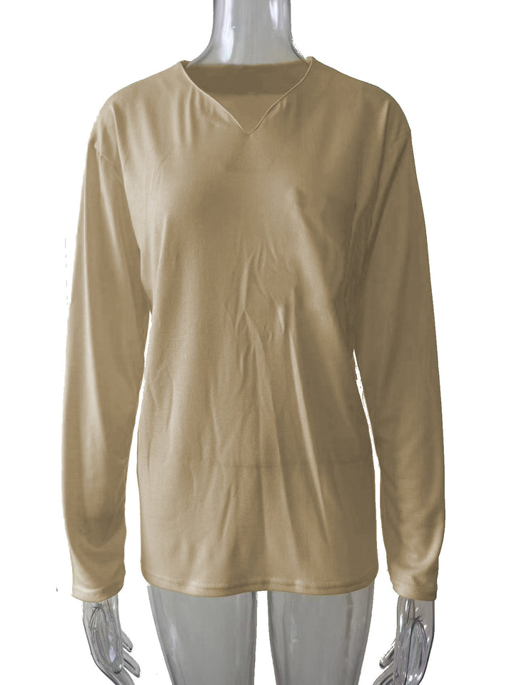Damen nan legeres Langarmshirt mit V-Notch-Ausschnitt, Brusttasche und lockerer Oversize-Passform Echo Archiv