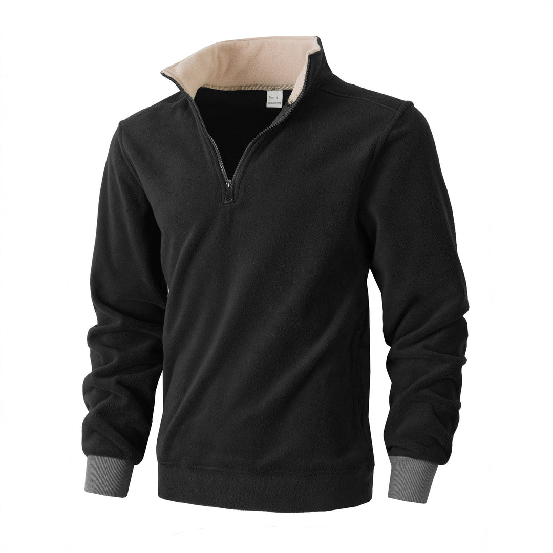 Herren Fleece Pullover mit halbem Reißverschluss und elastischen Bündchen Echoarchiv