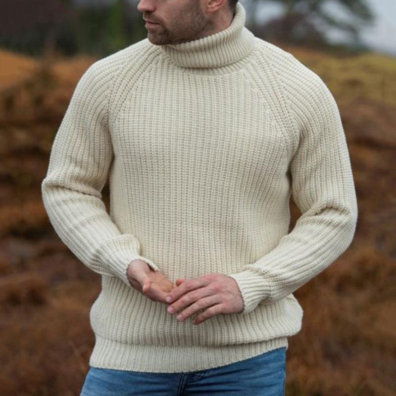 Herren Grobstrick-Pullover mit hochklappbarem Rollkragen Echoarchiv