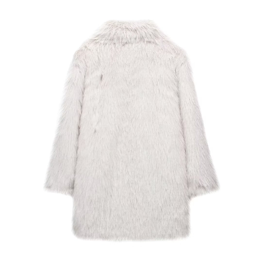 Damen Faux-Fur-Mantel mit Oversize-Schalkragen und langem, taillenfreiem Schnitt Echo Archiv