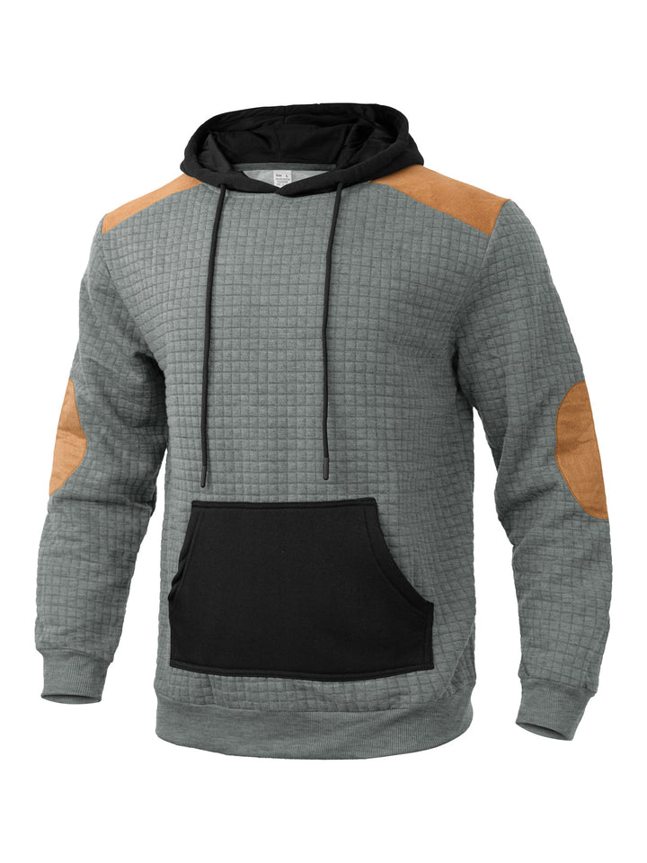 Herren modischer Kapuzenpullover mit strukturiertem Design und Kunstlederakzenten Echoarchiv