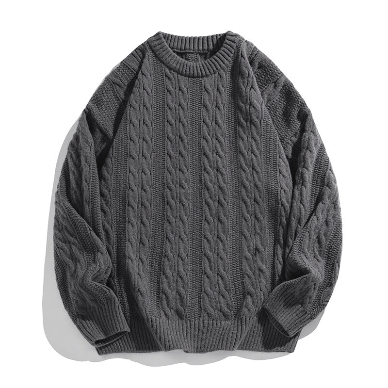 Unisex Boxy-Zopfmuster-Strickpullover mit geripptem Saum Echo Archiv