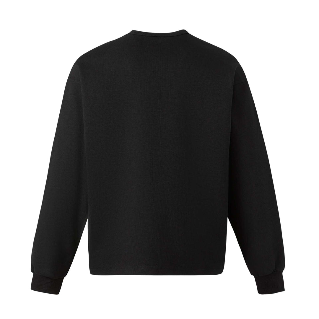 Unisex Oversize Sweatshirt mit kurzem Henley‑Placket und verschwommenem Grafikprint Echoarchiv