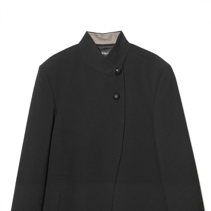 Damen taillierter Stehkragen-Blazer mit verdeckter asymmetrischer Front und Zierknöpfen – Valéne