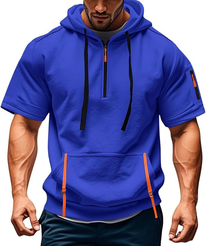 Herren Kurzarm-Hoodie mit praktischem Reißverschluss Echoarchiv