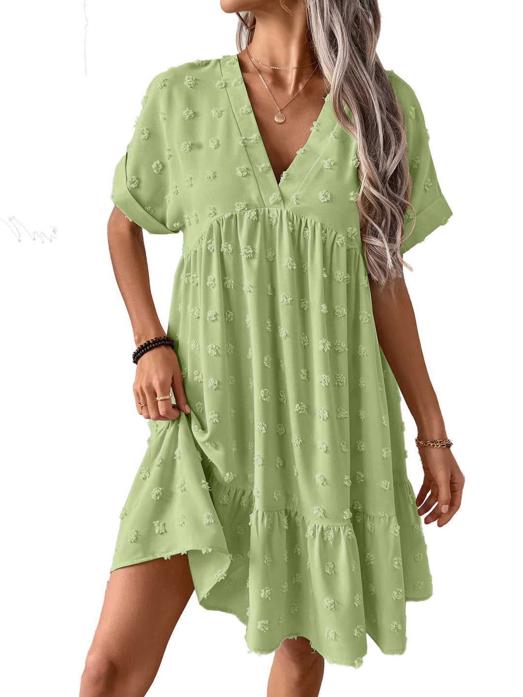 Damen Verspieltes Sommerkleid mit V-Ausschnitt und Rüschensaum Echo Archiv