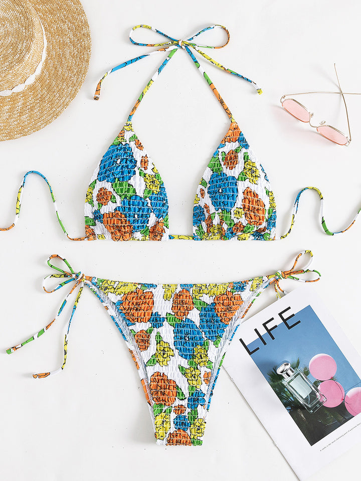 Damen Triangel-Bikini mit strukturierter Oberfläche und floralen Akzenten Echo Archiv