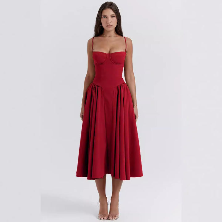 Damen Midikleid mit knöpfbarem Oberteil und schwingendem Rock Echo Archiv
