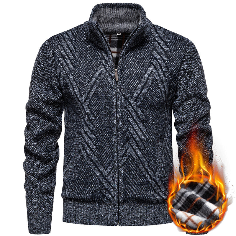 Herren sportliche Strickjacke mit modernem Zopfmuster Echoarchiv