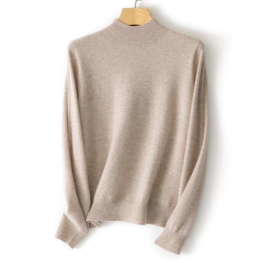 Damen Feiner Stehkragen-Pullover aus Kaschmir-Mix mit gerippten Abschlüssen Echoarchiv