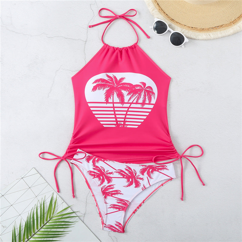 Damen Tankini-Set mit verstellbarem Halter-Design und tropischem Druck Echo Archiv