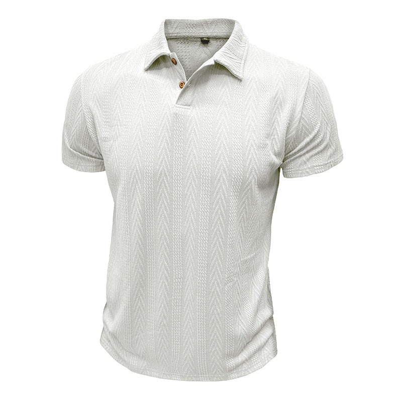 Herren Poloshirt mit strukturiertem Gewebemuster und knöpfbarem Kragen Echoarchiv