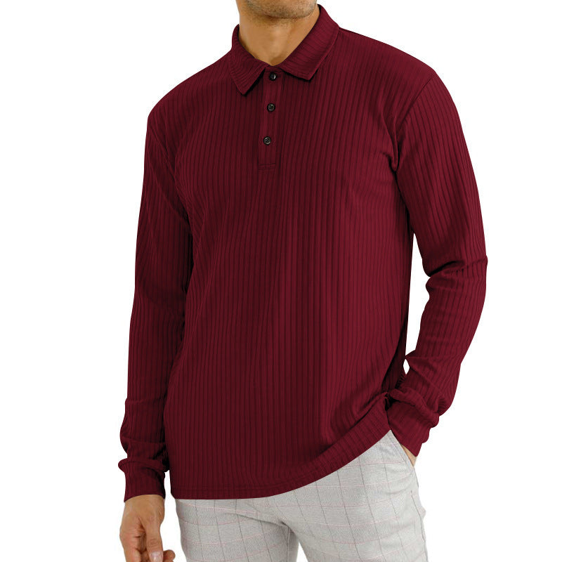 Herren Langarm-Polohemd mit strukturiertem Design Echoarchiv