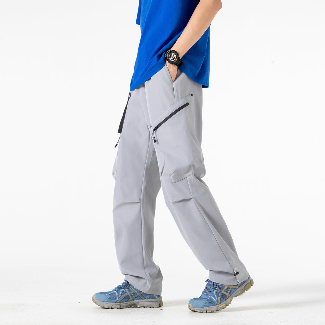 Herren Weite Utility‑Cargohose mit elastischem Bund, Reißverschluss‑Taschen und verstellbarem Saum Echo Archiv