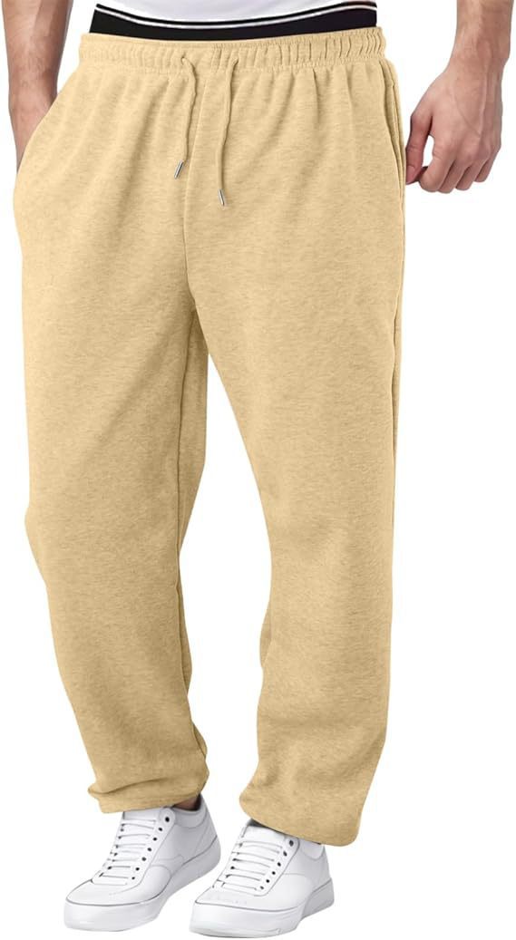 Herren Relaxed-Fit Sweatpants mit geradem Bein Fleece-Innenfutter und elastischem Kordelbund – Marzano