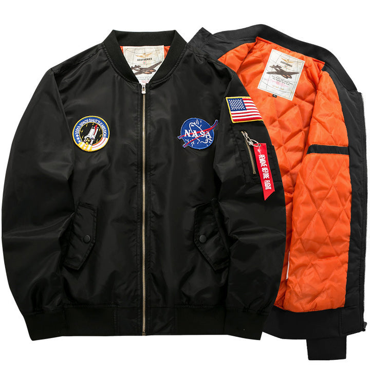 Herren Stylische Bomberjacke mit NASA-Patches Echo Archiv