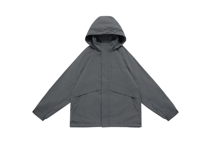 Unisex Weite wasserabweisende Kapuzenparka mit verdeckter Reißverschlussblende und Klappentaschen Echoarchiv