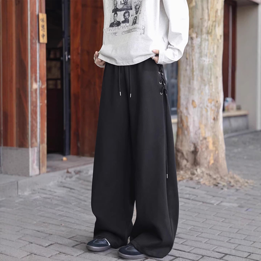 Damen Weitgeschnittene Freizeithose mit Schnürdetails Echoarchiv