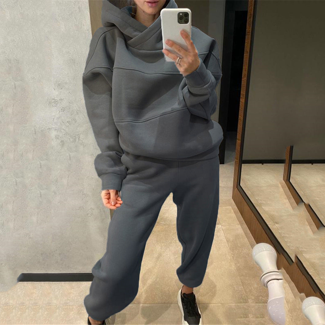 Damen Oversized Loungewear-Set aus schwerem French-Terry mit strukturierter Kapuze und Relax-Jogginghose – Auréline