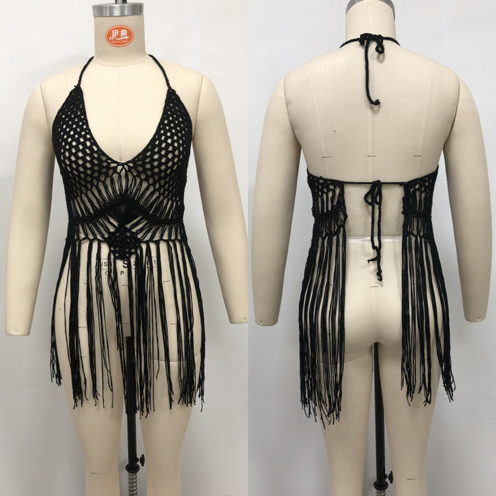 Damen Häkel-Strandtop mit fransenverziertem Design Echo Archiv