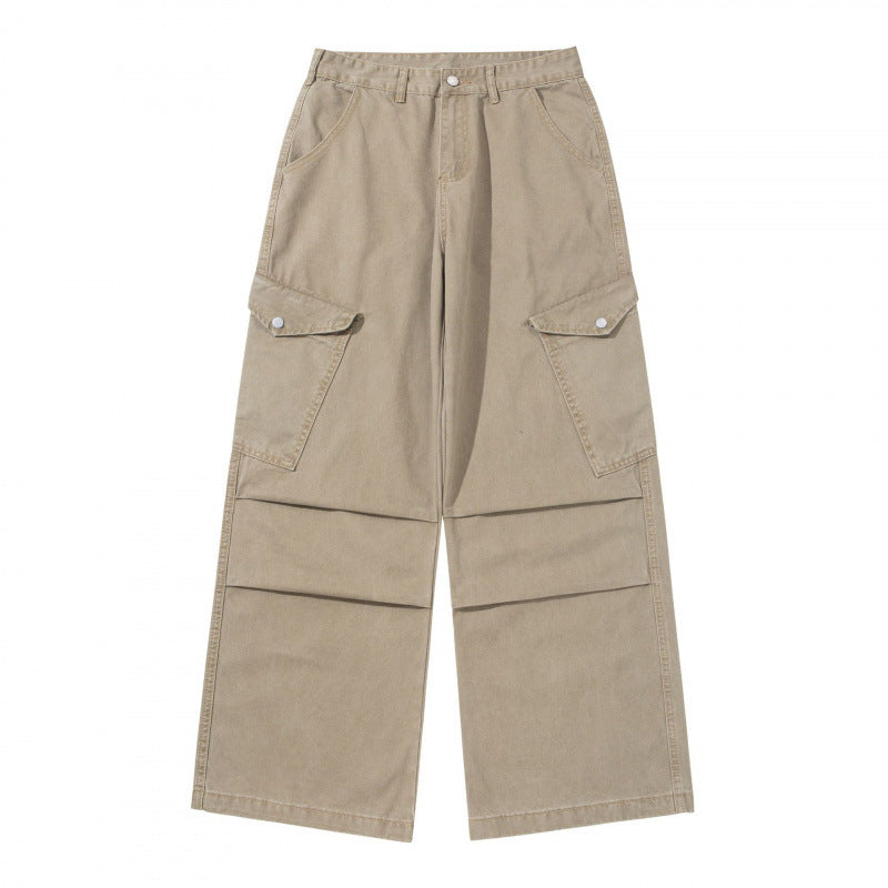 Damen Breite Utility-Cargo-Hose aus robustem Canvas mit hoher Taille und Kniefalten Echo Archiv