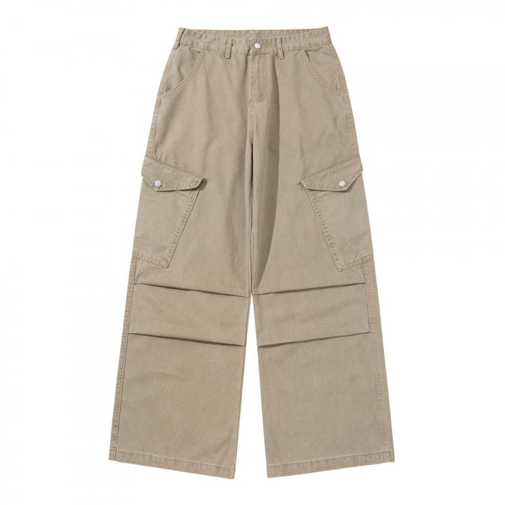 Damen Breite Utility-Cargo-Hose aus robustem Canvas mit hoher Taille und Kniefalten Echo Archiv