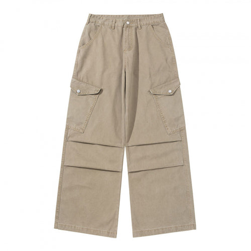 Damen Breite Utility-Cargo-Hose aus robustem Canvas mit hoher Taille und Kniefalten Echo Archiv