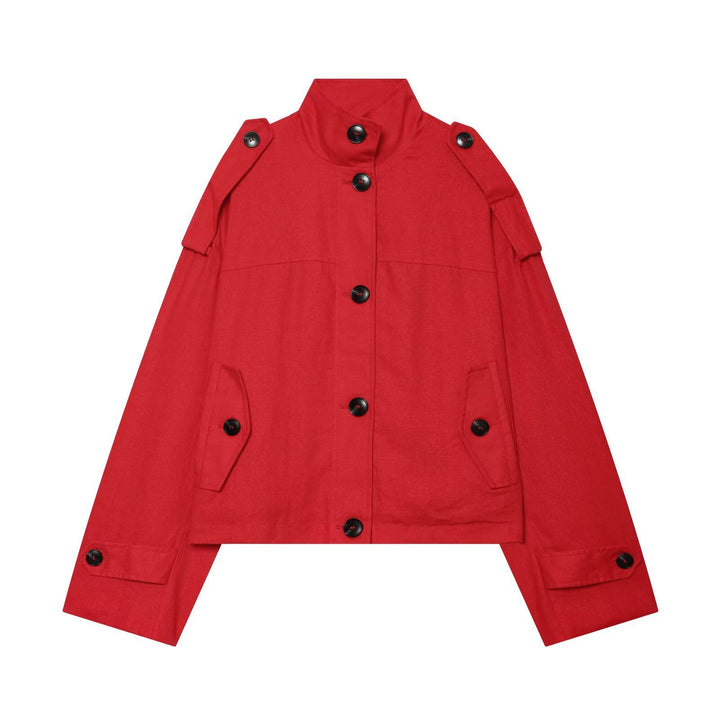 Damen Kurzjacke mit Stehkragen, Schulterriegeln und Knopfverschluss Echo Archiv