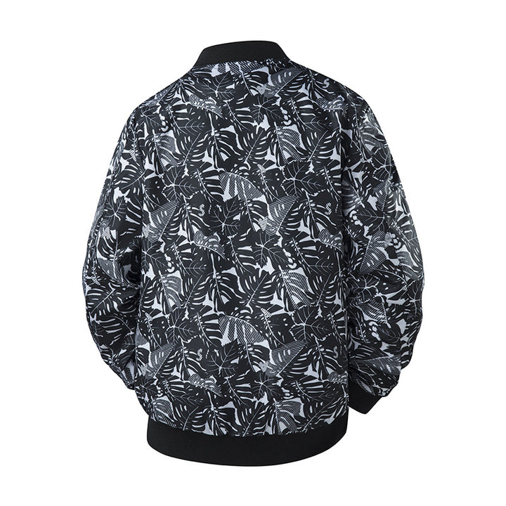 Herren Leicht wattierte Bomberjacke mit botanischem Alloverprint und geripptem Saum Echo Archiv