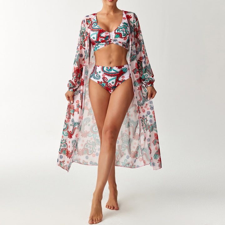 Damen Bikiniset mit farbenfrohem Design und transparenter Strandumhüllung Echo Archiv