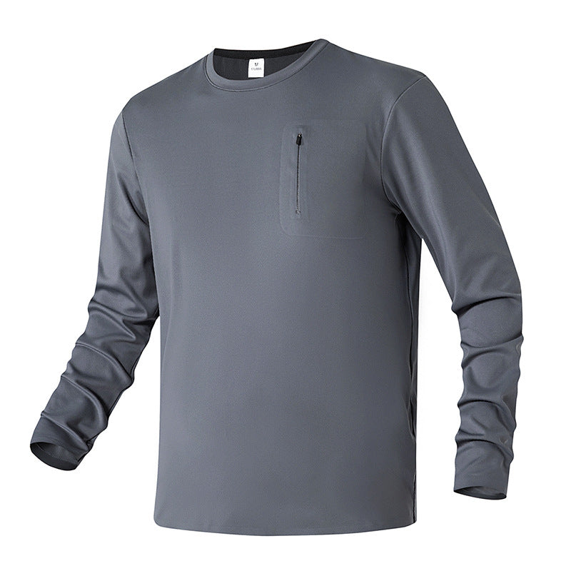 Herren Langarm Funktionsshirt mit feuchtigkeitsableitendem Material und Reißverschlusstasche Echoarchiv