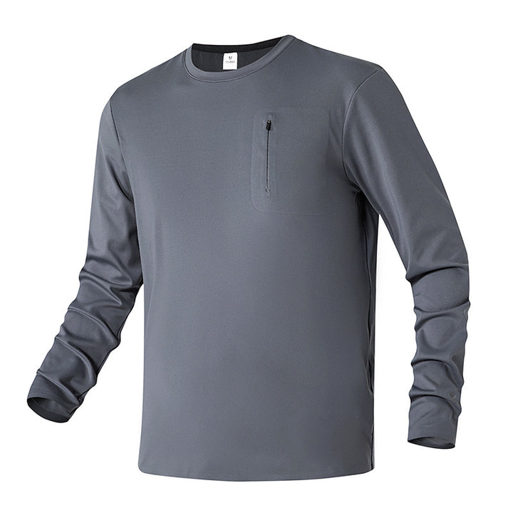 Herren Langarm Funktionsshirt mit feuchtigkeitsableitendem Material und Reißverschlusstasche Echoarchiv