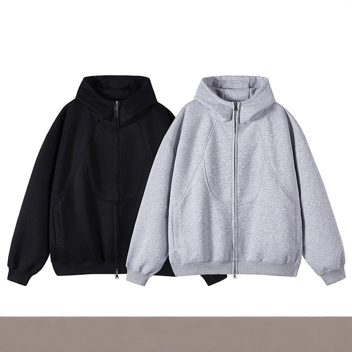 Unisex Oversize-Kapuzen-Sweatjacke mit hohem Stehkragen und durchgehendem Reißverschluss Echo Archiv