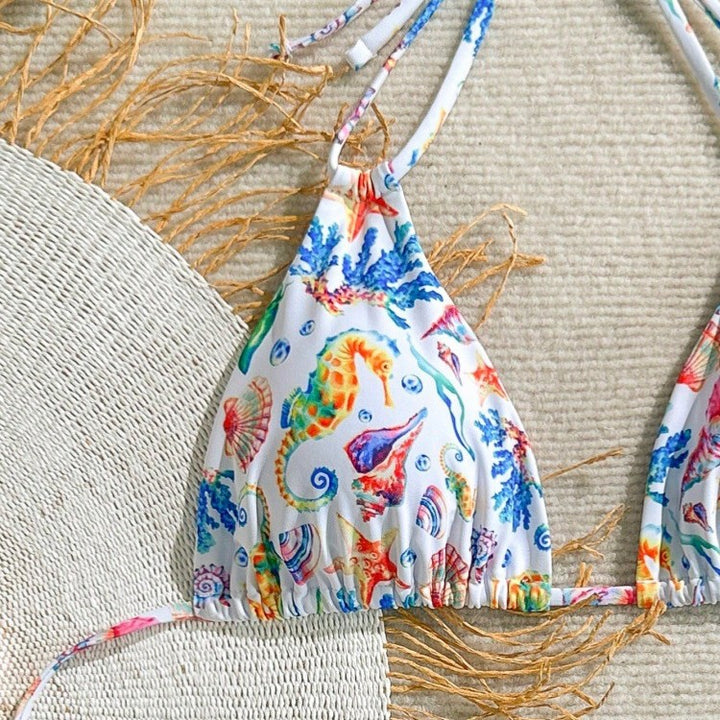Damen Bikini-Set mit buntem Unterwasser-Motiv und verstellbaren Trägern Echo Archiv