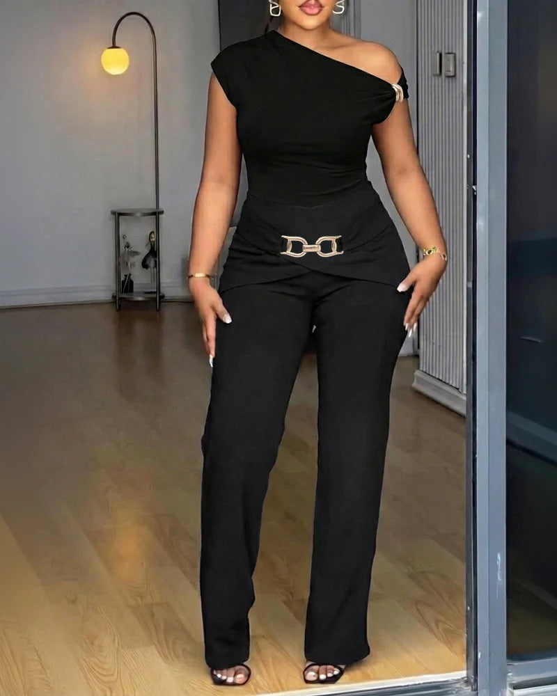 Damen Elegantes One-Shoulder Jumpsuit Echo Archiv