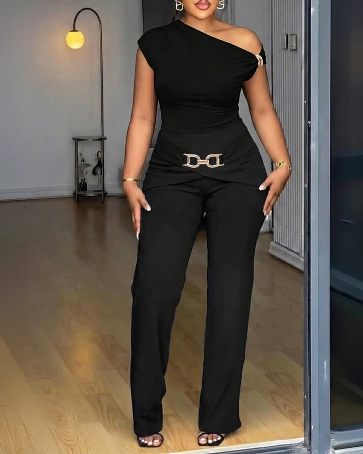 Damen Elegantes One-Shoulder Jumpsuit Echo Archiv
