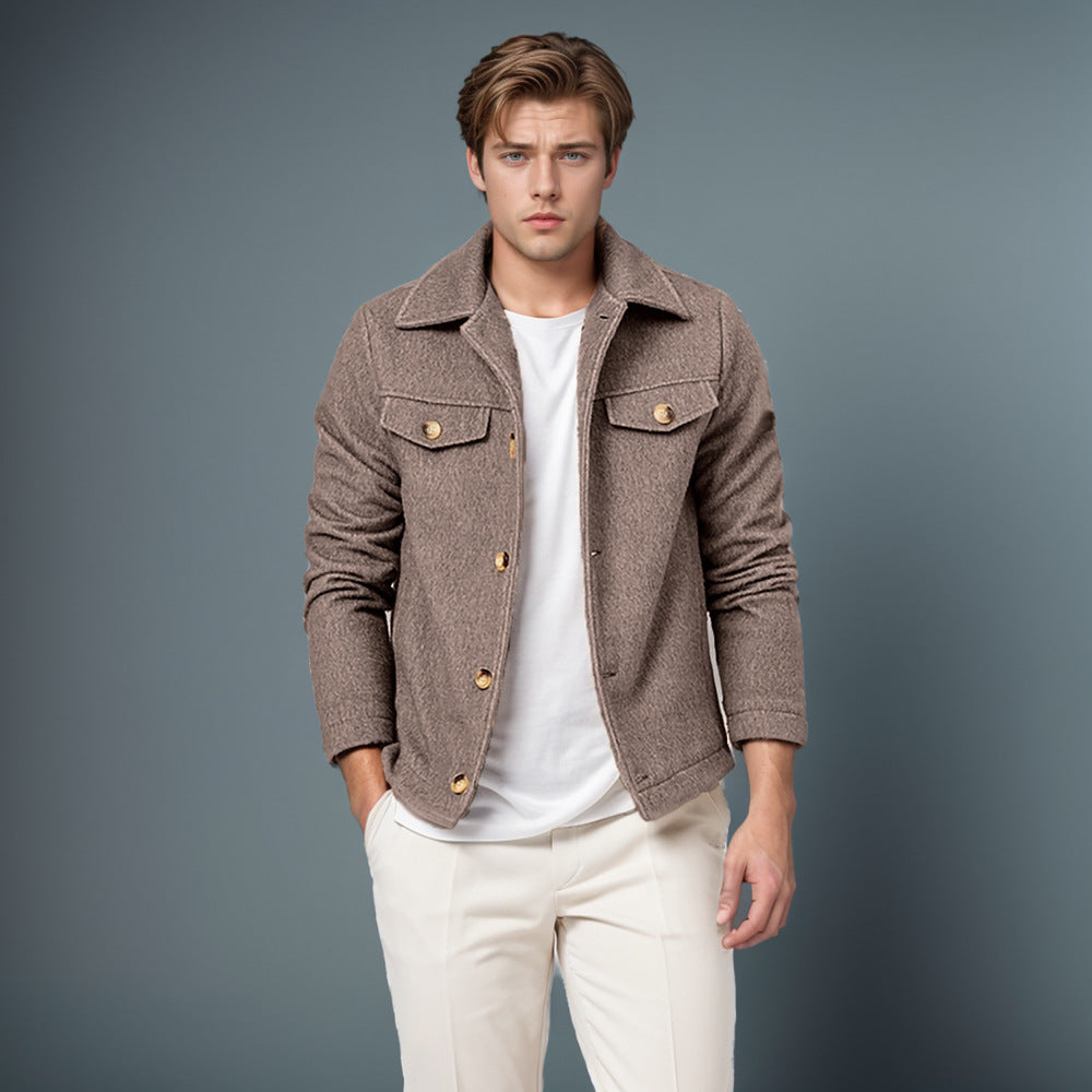 Herren modische Jacke mit strukturiertem Gewebe und vielseitigen Taschen Echoarchiv